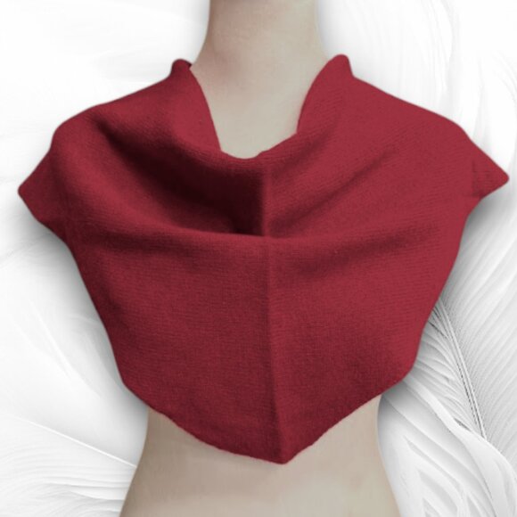 Red Scarf Bandanna — Women’s Neck Kerchief Knitted Triangle Scarf - Picture 2 of 3